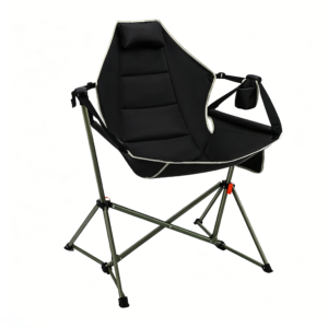 Foldable Rocking Moon Camping Chair, padded swing outdoor fishing patio folding chair with side cup holder