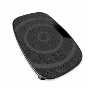 Compact black Doon vibration platform side view, showing stable anti-slip feet and textured surface