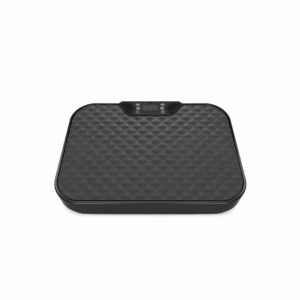 Black Doon DH-40060 compact vibration plate exercise machine front view, featuring ultra-slim design, LCD control panel, and diamond-textured non-slip surface