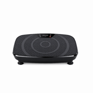 Black Doon vibration plate exercise machine with LCD control panel, non-slip textured surface, home fitness equipment