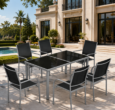 carbon steel patio dining set 6 seater outdoor furniture