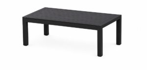 Black Slatted Aluminum Outdoor Coffee Table, Matching Side Table for Black Aluminum Outdoor Patio Conversation Furniture Set