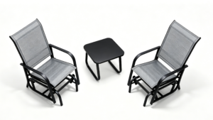 DOON 2-Person Outdoor Glider Chair Set with Side Table for Patio and Garden