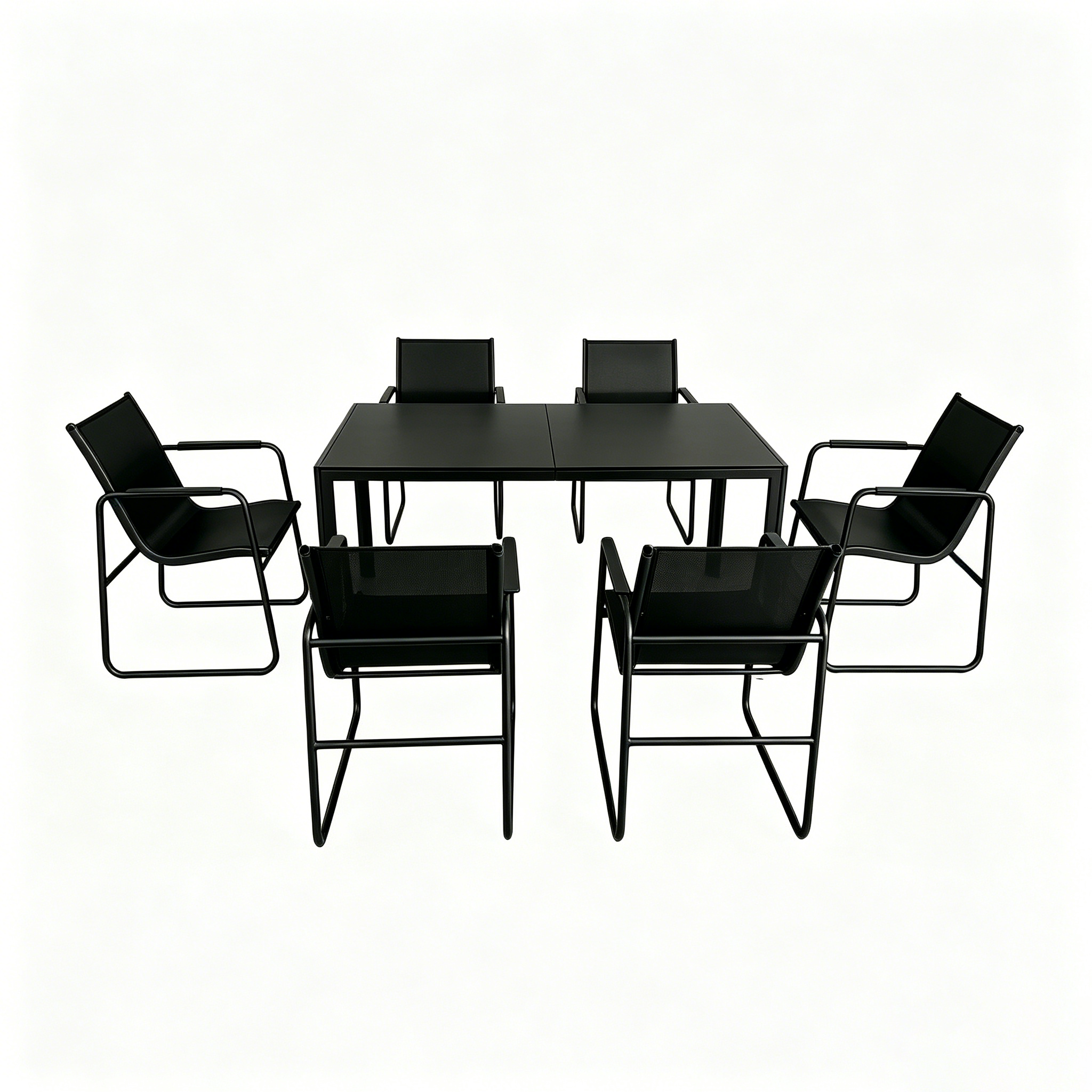 carbon steel outdoor dining set 6 seater square table black metal frame modern patio furniture